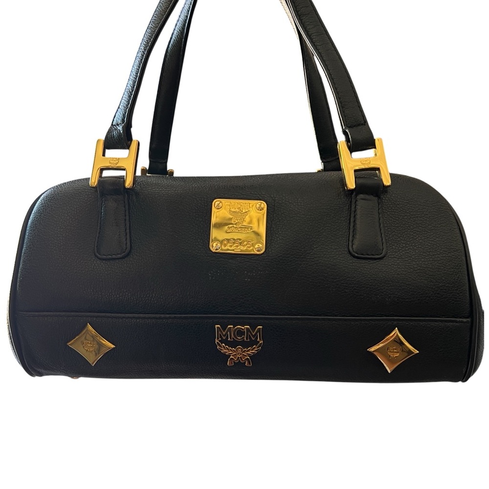 MCM BLACK LEATHER CLASSIC HERITAGE BOSTON BAG